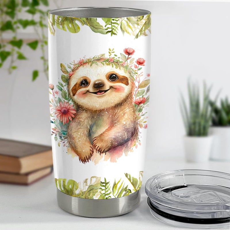 SANDJEST SANDJEST Sloth Tumbler 20oz Sloths Gifts for Women Girl Teen Gift for Birthday Christmas Stainless Steel Insulated Tumblers Coffee Travel Mug Cup  - Image 4