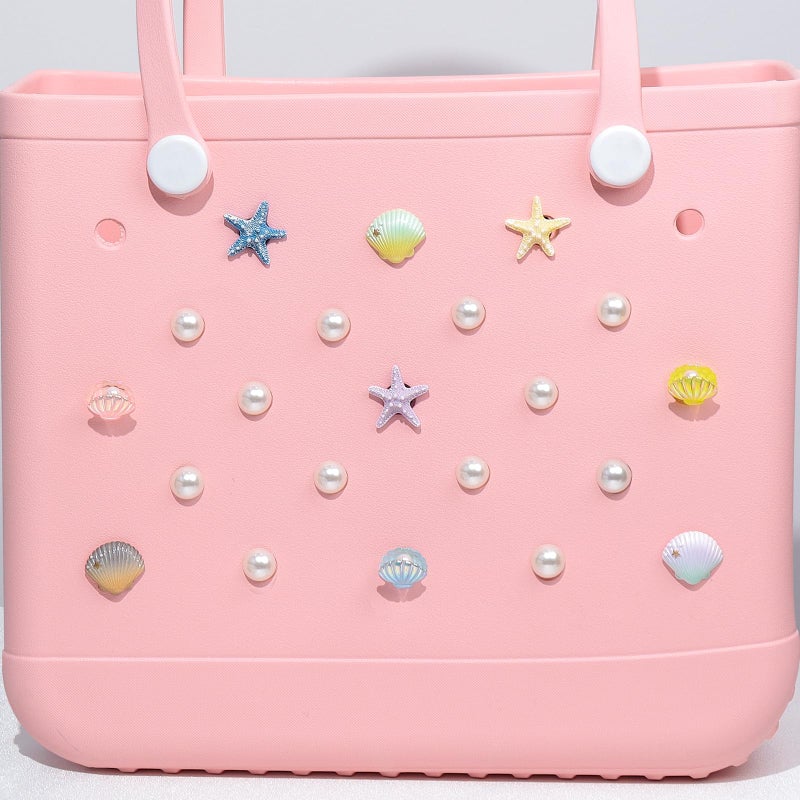 WYVAS Charms for Bogg Bag, Starfish Shells & Pearls for Bogg Bag Accessories, Compatible with Simply Southern Beach Totes, Insert for Rubber Beach Bag Tote Handbag Decoration for Women Ocean Birthday Party Favor - Image 2