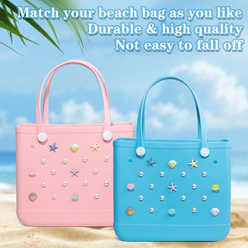 WYVAS Charms for Bogg Bag, Starfish Shells & Pearls for Bogg Bag Accessories, Compatible with Simply Southern Beach Totes, Insert for Rubber Beach Bag Tote Handbag Decoration for Women Ocean Birthday Party Favor - Image 4
