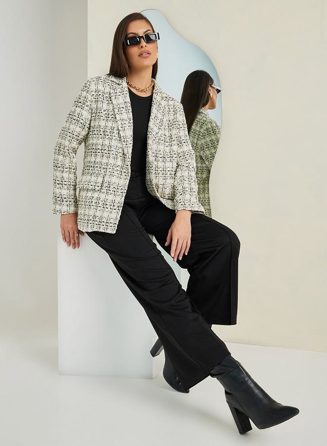 Styli Regular Fit Single Breasted Tweed Blazer With Pockets  - Image 1
