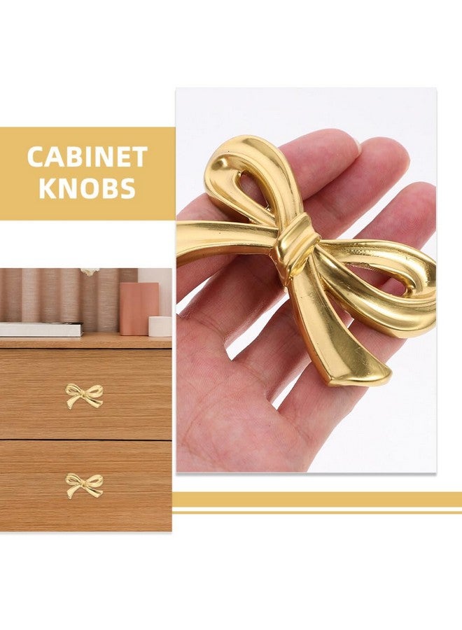 DOITOOL Brass Bow Shape Cabinets Knobs Gold Drawer Pulls Decorative Bow Knobs Cupboard Pull Handles for Home Kitchen Cabinet Hardware Cupboard Dresser Wardrobe and Drawer Pulls - 6 Pack - Image 2