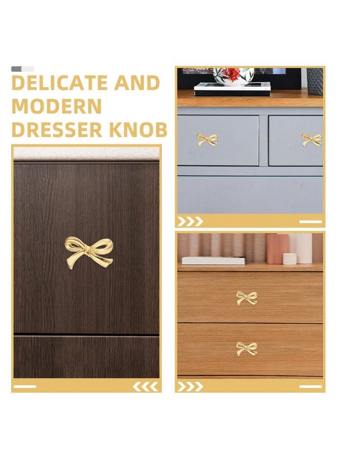 DOITOOL Brass Bow Shape Cabinets Knobs Gold Drawer Pulls Decorative Bow Knobs Cupboard Pull Handles for Home Kitchen Cabinet Hardware Cupboard Dresser Wardrobe and Drawer Pulls - 6 Pack - Image 4