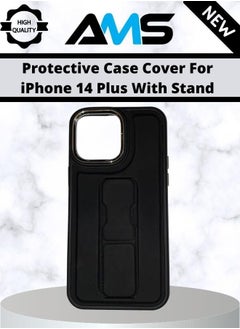 AMS Protective Case Cover with Finger Grip Stand for Apple iPhone 14 Plus Black  - Image 1