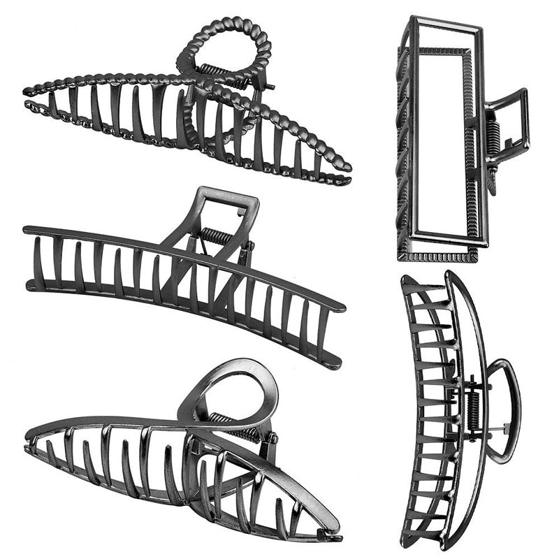 Large Metal Hair Claws for Thick Long Hair  Butterfly Clips with Grip Teeth NonSlip Big Jaw Clamps for Women Black