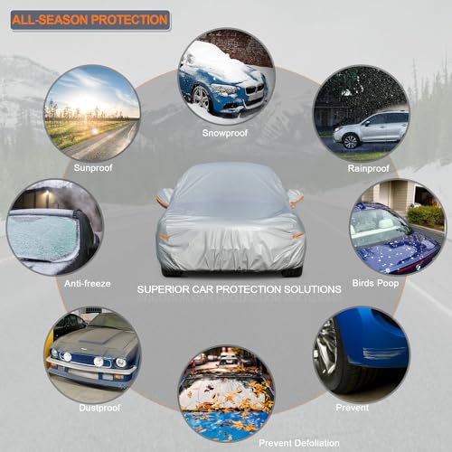 Kayme 6 Layers SUV Car Cover Waterproof All Weather, Outdoor Full SUV Cover Rain Sun UV Protection, Universal Fit for Subaru Crosstrek, Jeep Liberty Compass, Kia Soul Sportage (Up to 181 inch) - Image 4
