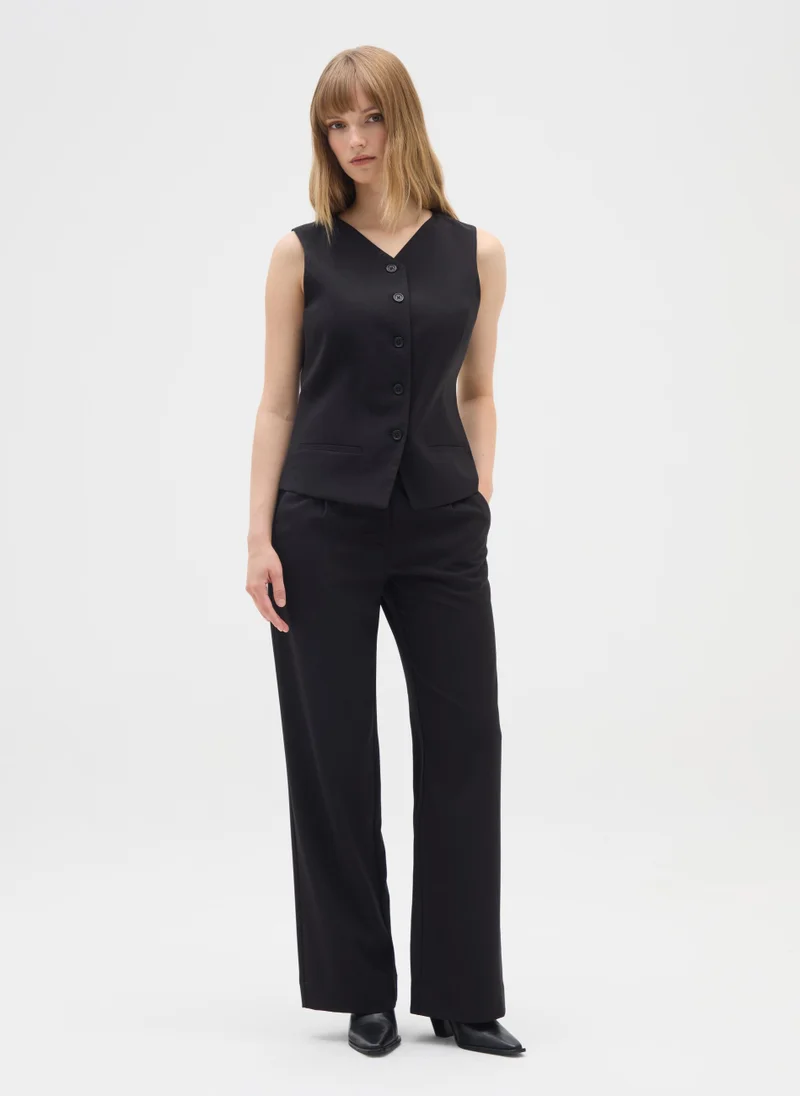 Ovs STRAIGHT BLACK TROUSERS WITH ELASTIC WAIST