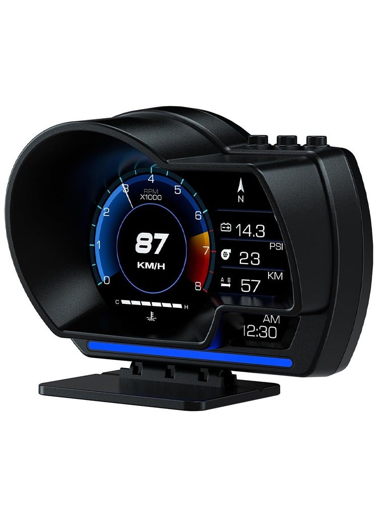 مستر سمارت شاشة عرض رقمية للسيارة من Mr Smart P6، لوحة تحكم متعددة الواجهات مع السرعة، ودورة المحرك في الدقيقة، والجهد، ودرجة الحرارة، والبوصلة، والساعة - Image 1