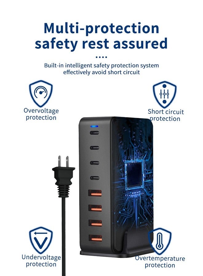 320W GaN Charger USB C Fast Desktop 8-port USB Type C PD Charger Fast Charge 3.0 USB Type C Fast Charger for iPhone15 14 Samsung - Image 2