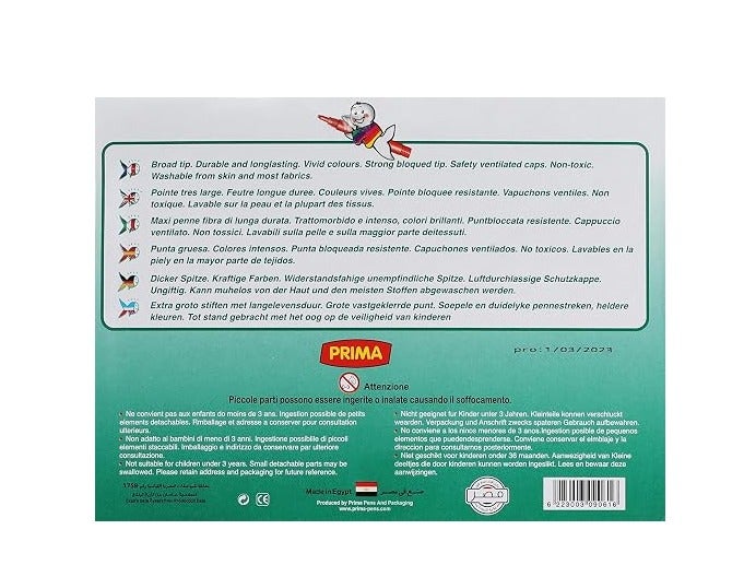 PRIMA Maxi Fibre Pens Set Multicolour 24 Pieces - Image 4