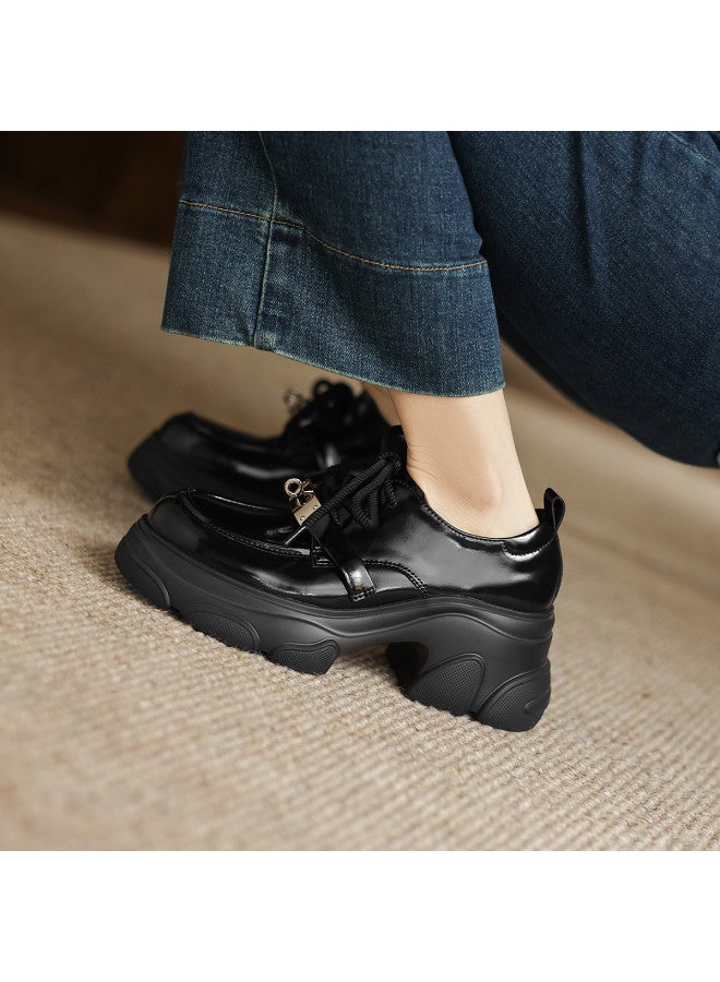 Amo Fashion Lace-up Flats For Women - 2025 Autumn New Collection, Versatile Stylish Petite-friendly Lightweight Platform Leather Shoes - Image 4