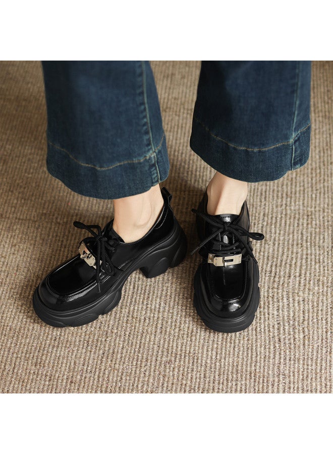 Amo Fashion Lace-up Flats For Women - 2025 Autumn New Collection, Versatile Stylish Petite-friendly Lightweight Platform Leather Shoes - Image 3