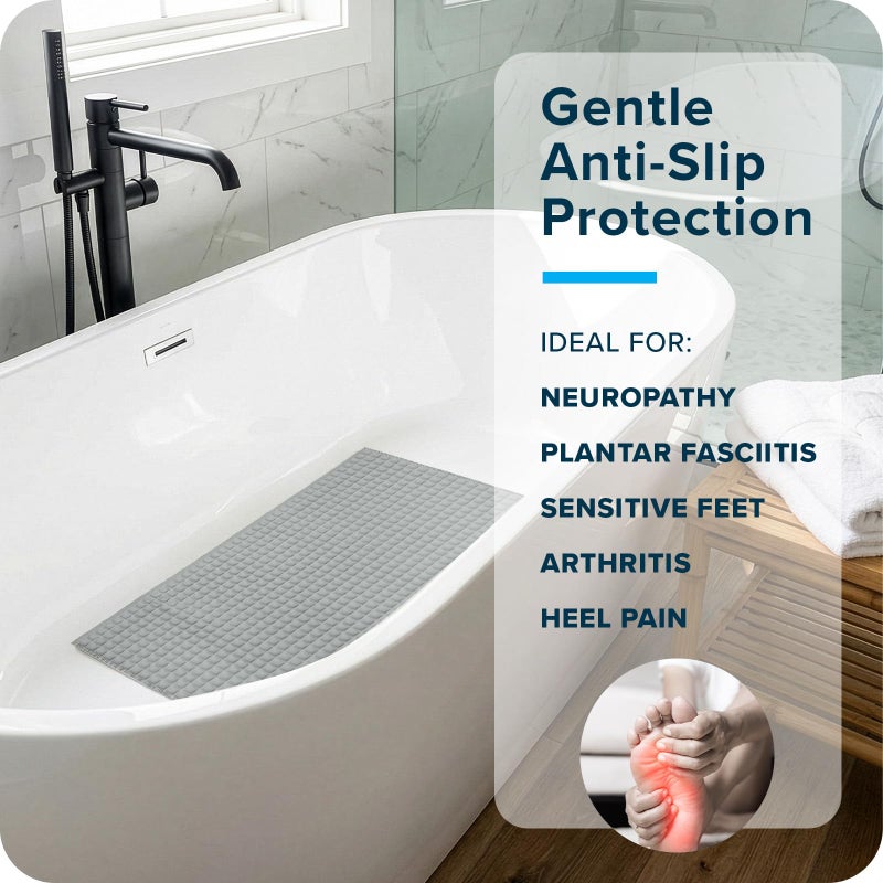 SlipX Solutions Pillow Top Cushioned Bath Mat, Non Slip Comfort Underfoot, 700 Air-Filled Pillows, Soft Shower Mat, Strong Suction Cups, Gray - Image 5