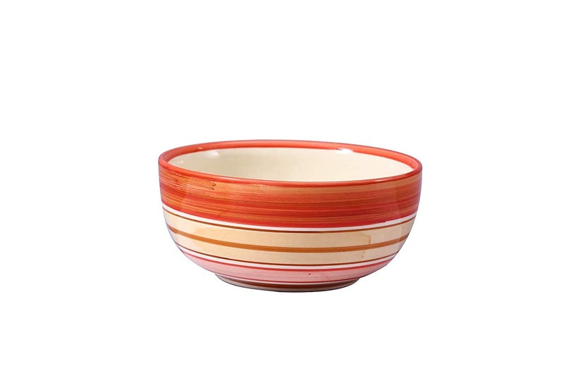 Caffeine Ceramic Handmade Orange Beige Serving Bowl - Image 2