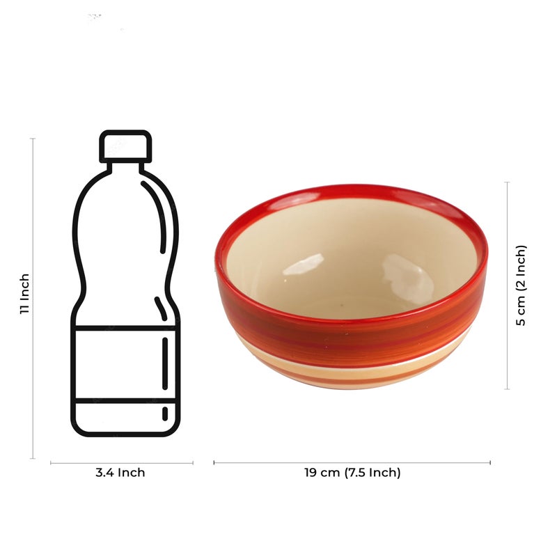 Caffeine Ceramic Handmade Orange Beige Serving Bowl - Image 4