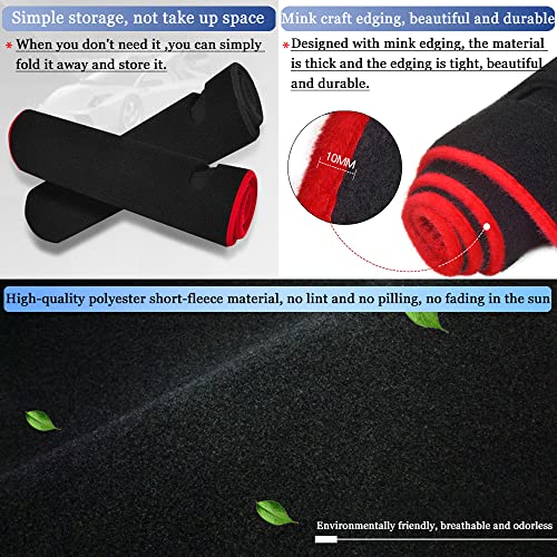 YOFAMO Dashboard Cover Dash Cover Mat Pad Carpet Custom Fit for Nissan Rogue 2014 2015 2016 2017 2018 2019 2020 Accessories Anti-Skid Center Console Protector Cover Mat(Red Edge) - Image 5