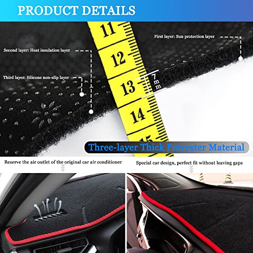 YOFAMO Dashboard Cover Dash Cover Mat Pad Carpet Custom Fit for Nissan Rogue 2014 2015 2016 2017 2018 2019 2020 Accessories Anti-Skid Center Console Protector Cover Mat(Red Edge) - Image 4
