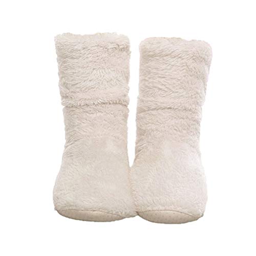 FRALOSHA Women's Slipper Sock Coral velvet indoor Spring-autumn Super Soft Warm Cozy Fuzzy lined booties slippers (27cm) White - Image 1