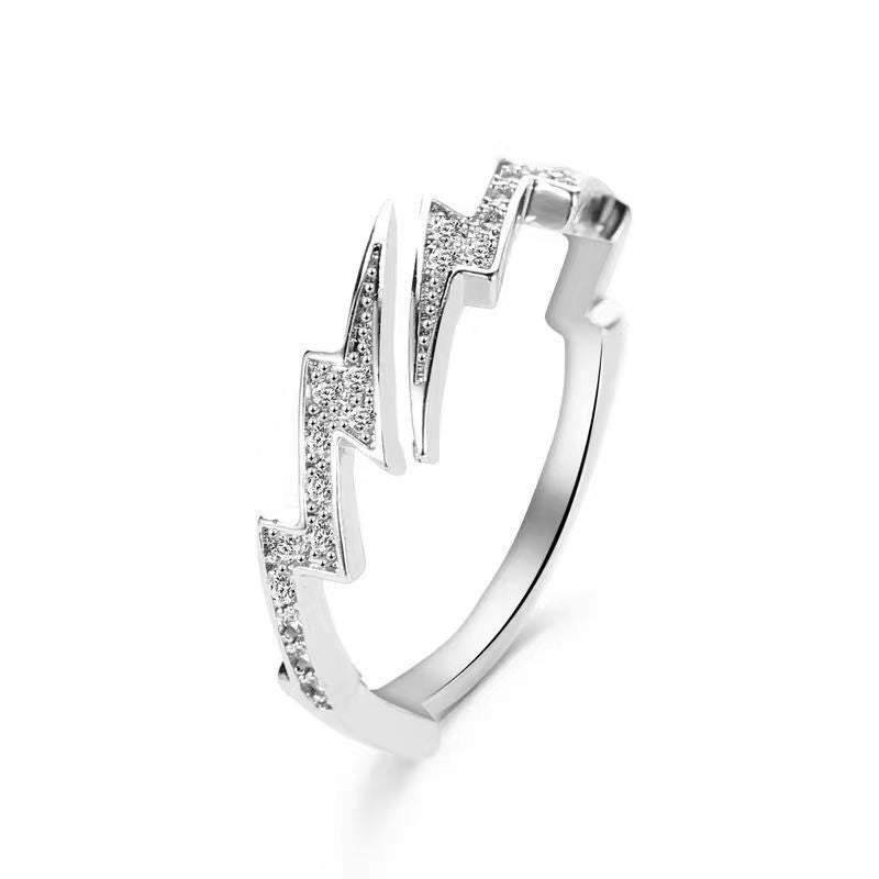 Mens Adjustable Lightning Hip-Hop Ring Lightning Ring 