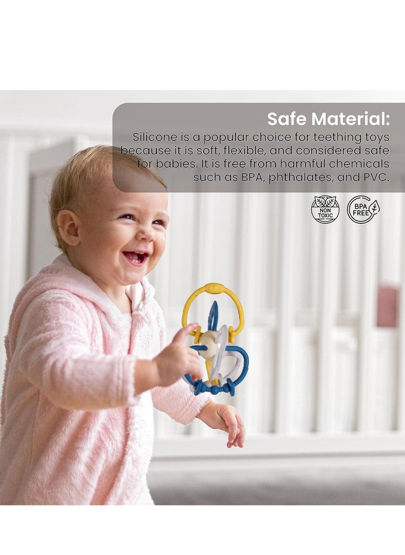 BAYBEE - Baybee Silicone Baby Teether Toys for Teething Gums, Manhattan Teething Rattle Toy with Loops Ring, 100% Food Grade Silicone Teether Toy,Chew Teether for Boy,Girl - Image 1