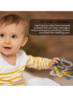 BAYBEE Baybee Silicone Baby Teether Toys for Teething Gums, Manhattan Teething Rattle Toy with Loops Ring, 100% Food Grade Silicone Teether Toy,Chew Teether for Boy,Girl  - Image 3