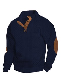 Generic 2024 CasualSweatshirt Mens Autumn/Winter Slimming Trendy Long Sleeve Knit Pullover Shirt Fitness Training Apparel Navy blue 