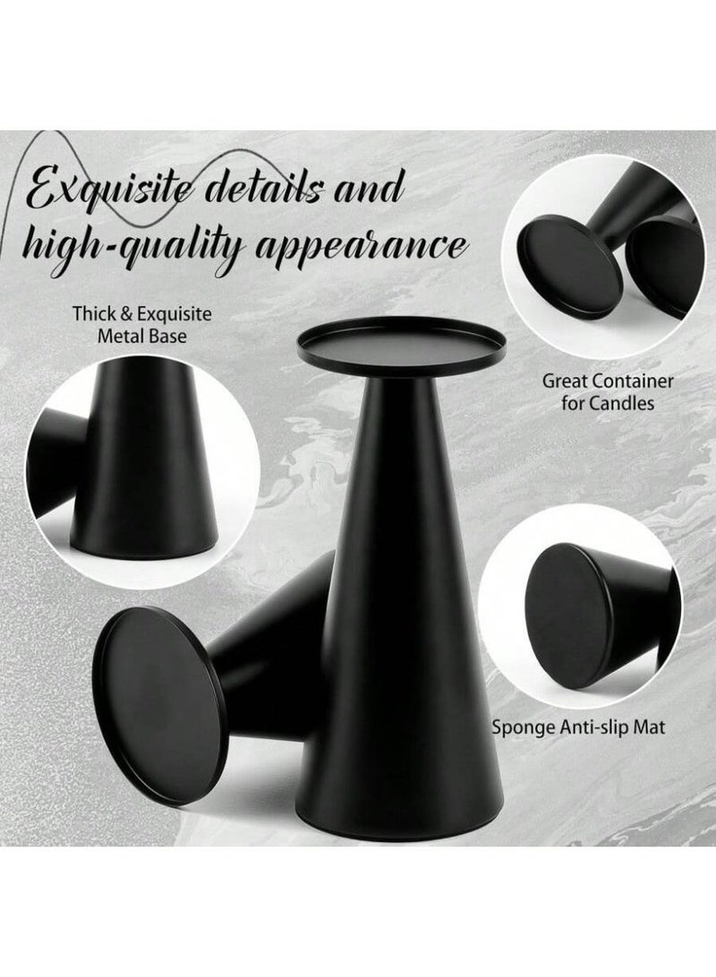Set of 3 Elegant Metal Candle Holders/Candlestick Holders, Black Candle Holder Base, Romantic Nordic Style Luxury Metal Desktop Decoration, Home Decoration, Desktop Ornaments, Suitable for Candlelight Dinner Decoration, Wedding Decoration - Image 4