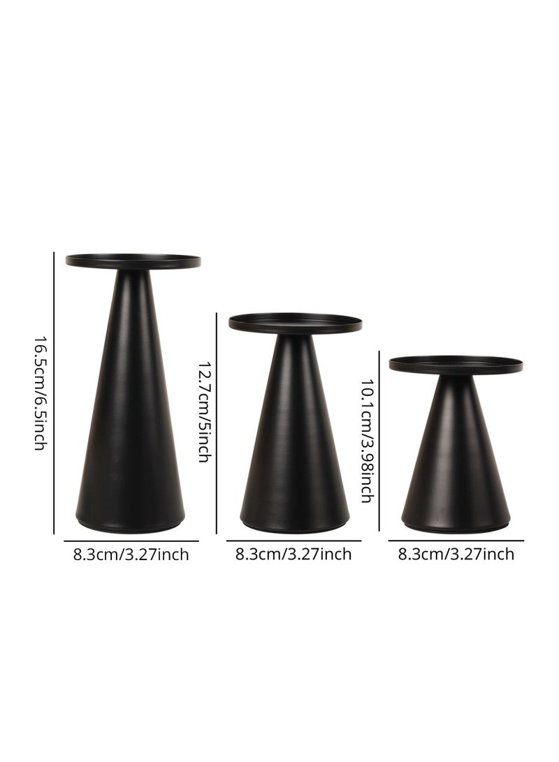 Set of 3 Elegant Metal Candle Holders/Candlestick Holders, Black Candle Holder Base, Romantic Nordic Style Luxury Metal Desktop Decoration, Home Decoration, Desktop Ornaments, Suitable for Candlelight Dinner Decoration, Wedding Decoration - Image 5