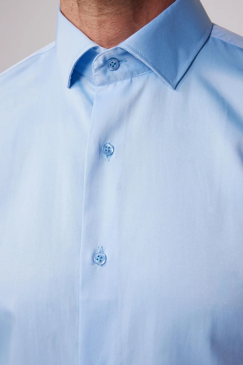 Tudors Slim Fit Cotton Plain Men's Blue Shirt