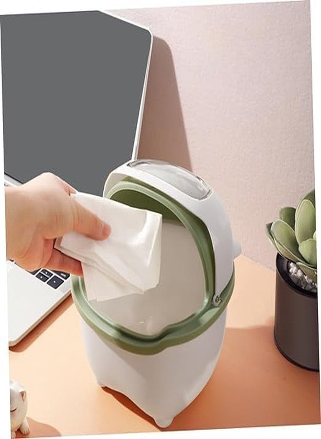 BLURISM Trash Can Garbage Outdoor Container Waste Basket Bins Office Receptacle Paper Small Mini Sinkbathroom Kitchen Bin, Mini Desktop Rubbish Can (Green) - Image 2
