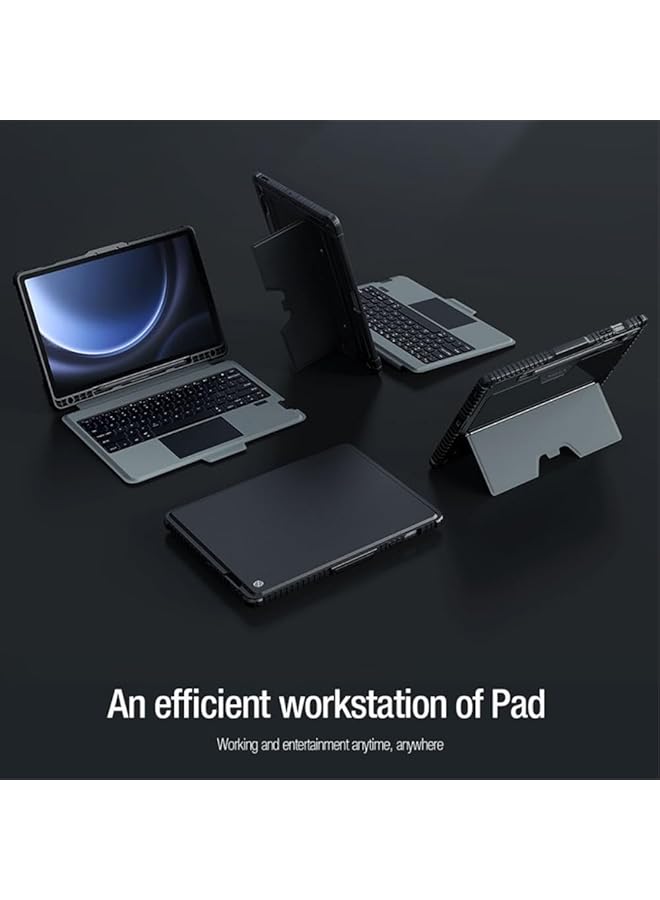 Nillkin Bumper Combo Keyboard Backlit Version Case Designed For Samsung Galaxy Tab S9 Fe Plus Pen Holder Shockproof Cover Stand Trackpad And Removable Keyboard - Black - Image 3