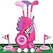 Liberry Toddler Golf Set with Putting Mat for 2 3 4 Years Old Boys Girls Upgraded Kids Golf Cart with Unique Shoulder Strap Design Indoor and Outdoor Golf Toys Gifts Pink - Image 4