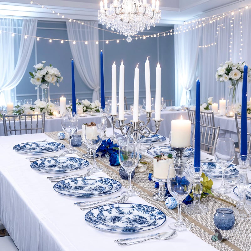 Joyido 60PCS Blue Floral Plates Disposable - Blue Plastic Plates - Blue and White Plate Include 30 Dinner & 30 Dessert Plates for Bridal Birthday Wedding Spring Party Decorative - Image 5