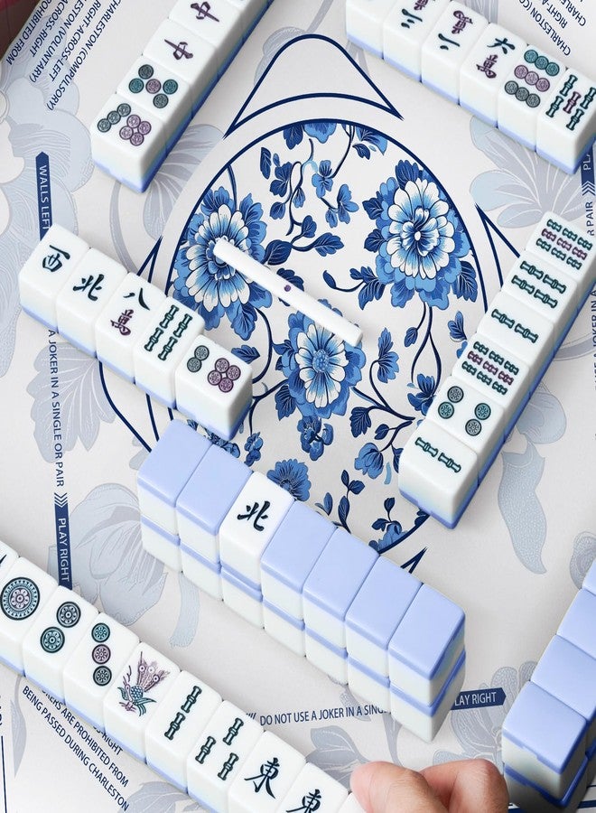 molovsiny Mahjong Mat for Table Durable Mahjong Table Cover with Unique Design, Premium Mahjong Accessories, Perfect Mahjong Gifts for Women, Game Mat for Mahjong and Board Game Enthusiasts (Porcelain Waltz) - Image 4