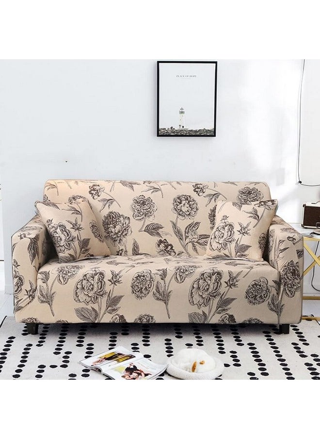 HOUSE OF QUIRK House of Quirk Universal Triple Seater Sofa Cover Big Elasticity Cover for Couch Flexible 140 GSM Sofa Slipcover (Cream Brown Flower, 185-230cm)  - Image 2