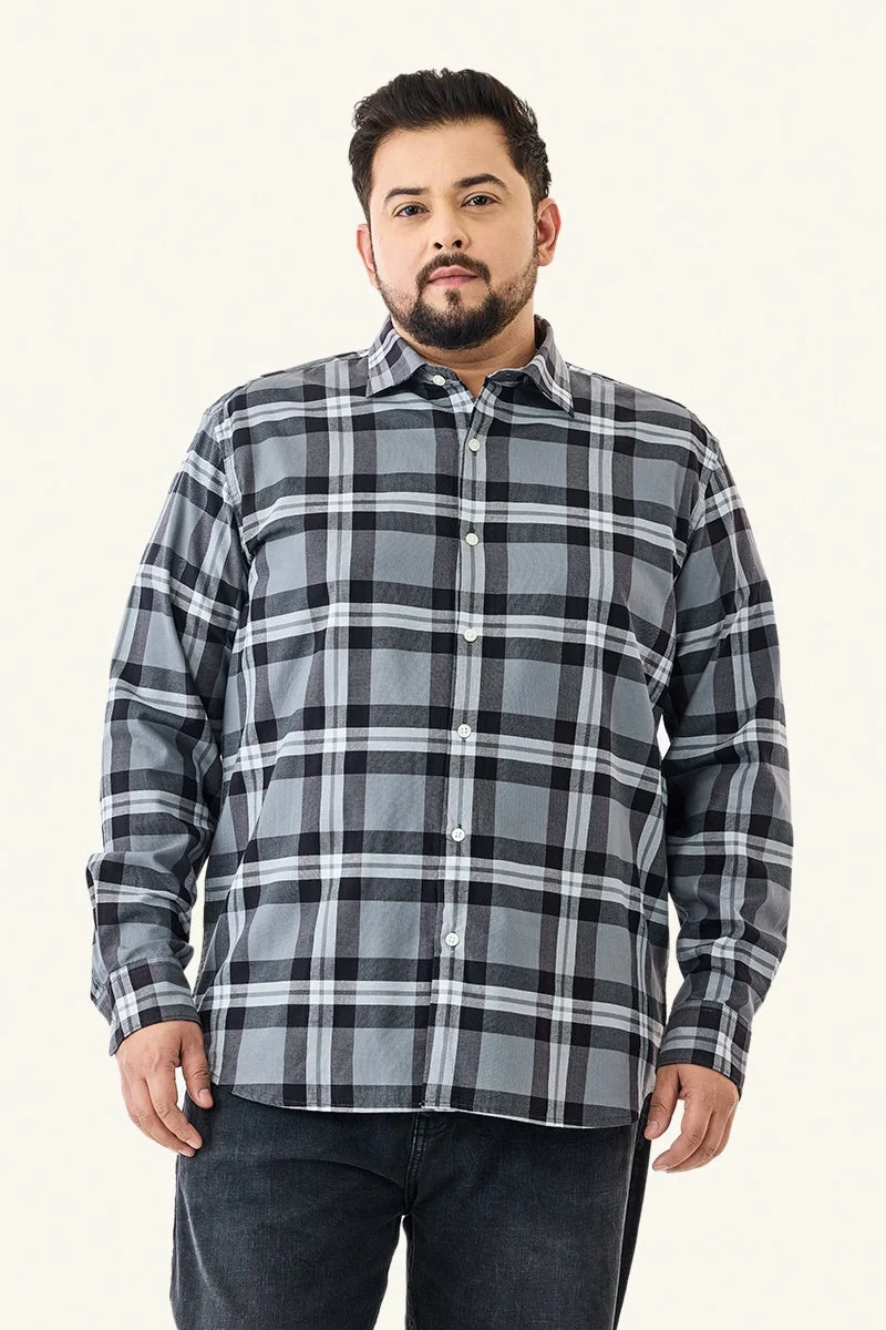 سنيتش قميص قطني % مقاس كبير بنقوش مربعات