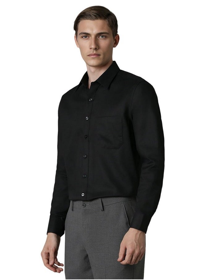 LOUIS PHILIPPE - Louis Philippe Men's Solid Slim Fit Shirt (LPSFMSLFN77685_Black - Image 1