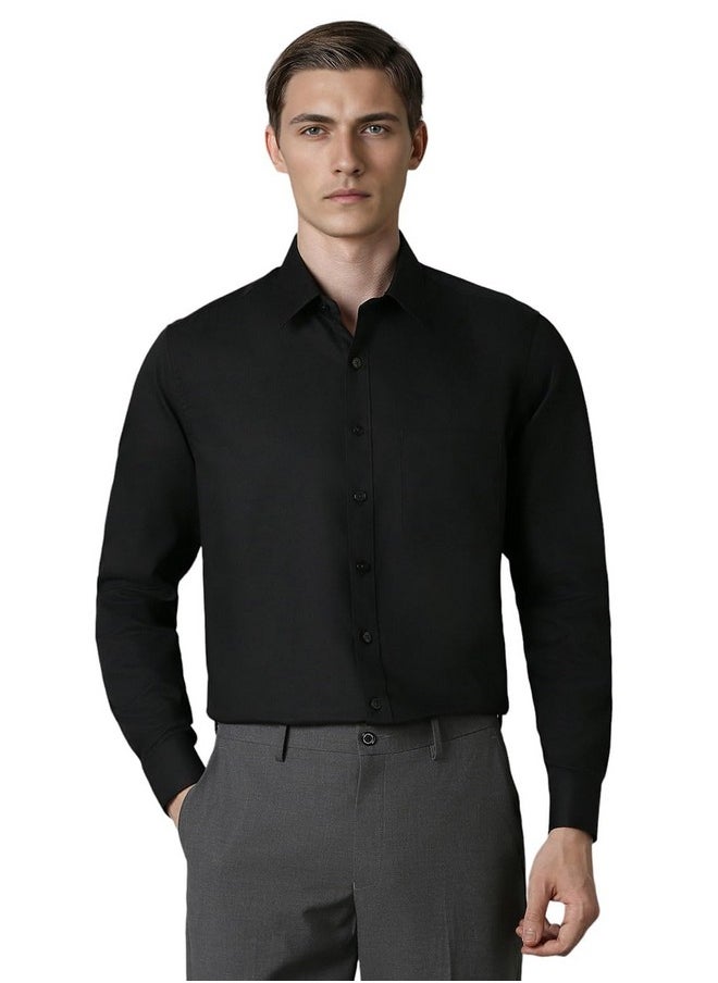 LOUIS PHILIPPE - Louis Philippe Men's Solid Slim Fit Shirt (LPSFMSLFN77685_Black - Image 1