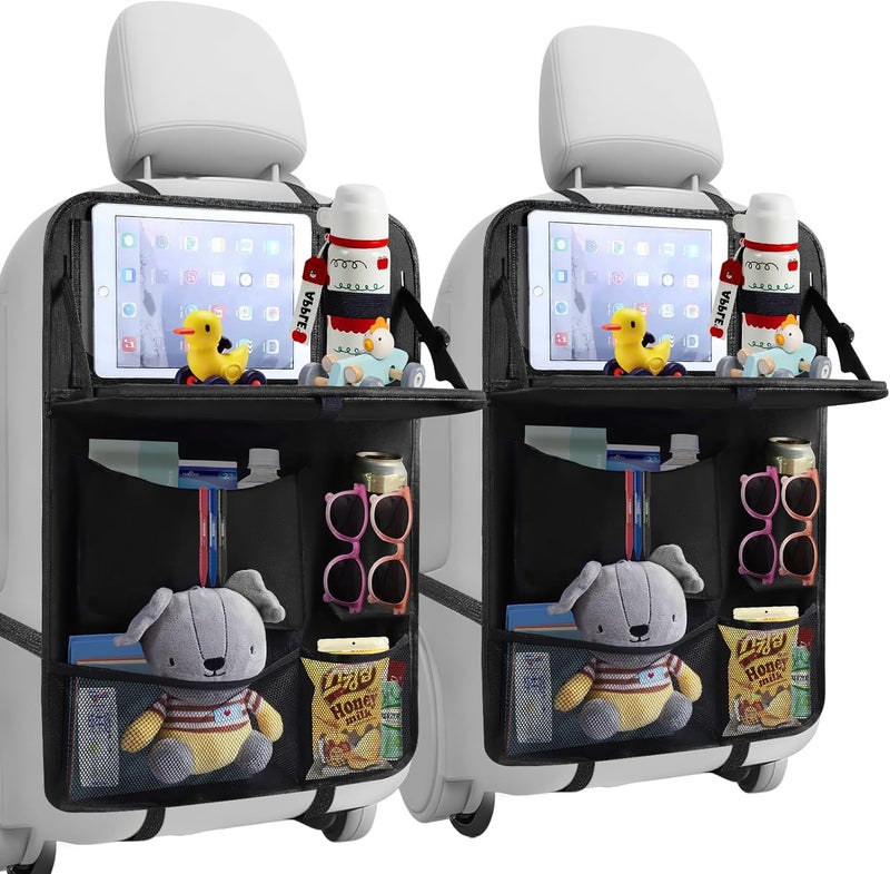 TCJJ Multifunctional Waterproof Car Seat Back Organizer for Kids - 2-Pack Black Travel Storage Bag - Image 1
