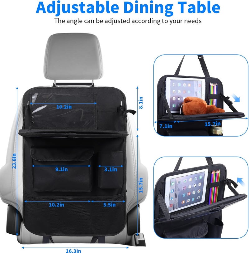 TCJJ Multifunctional Waterproof Car Seat Back Organizer for Kids - 2-Pack Black Travel Storage Bag - Image 2