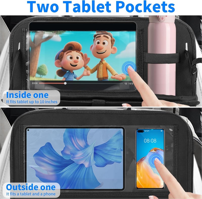 TCJJ Multifunctional Waterproof Car Seat Back Organizer for Kids - 2-Pack Black Travel Storage Bag - Image 3
