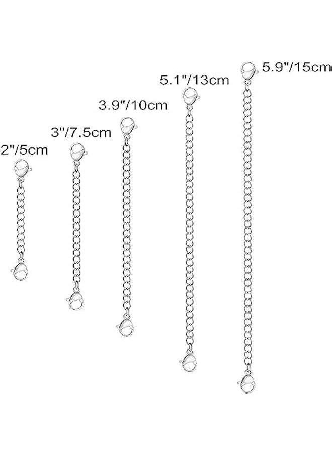 MOXO 5 Pcs Necklace Extender Chain Extenders for Necklaces Durable Strong Removable Necklace Premium Stainless Steel Jewelry Bracelet Anklet Necklace Extenders (siliver)  - Image 3