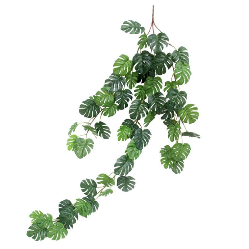 Artificial Rattan Artificial Small Monstera Leaves Artificial Wall Hanging Vine Leaf Garland Plants Simulation Rattan Decoration Home Decor Accessories for Wedding Home (55 Leaves)