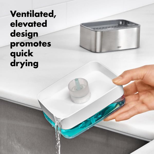 Oxo Good Grips 2 In 1 Soap Pump Dispenser With Sponge Holder (385Ml) Free Sponge - Image 5