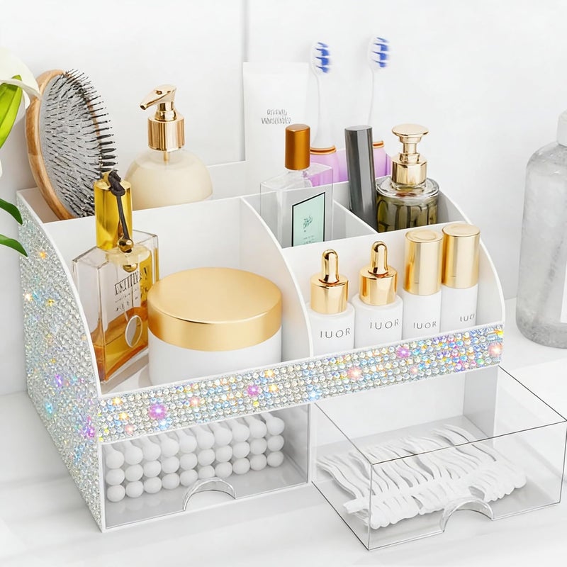 COMFYROOM Makeup Organizer, Bathroom Organizer (Bling White) - Image 1
