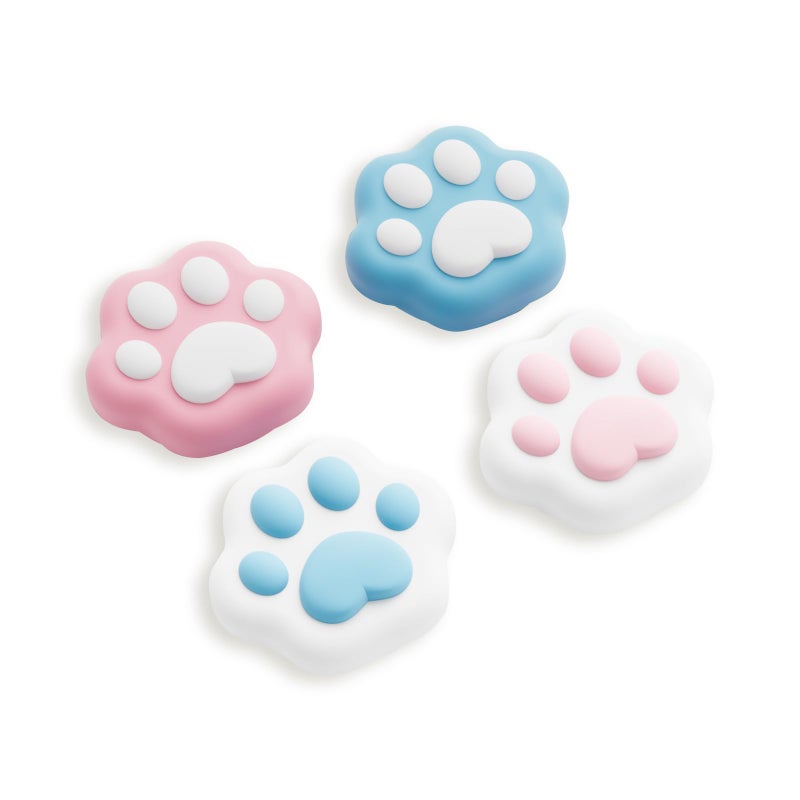 GeekShare Cat Paw Joystick Caps Compatible with Nintendo Switch 2, Anti-Slip Silicone Thumb Grip Caps for Switch 2025, Pink & Blue, 4pcs - Image 1