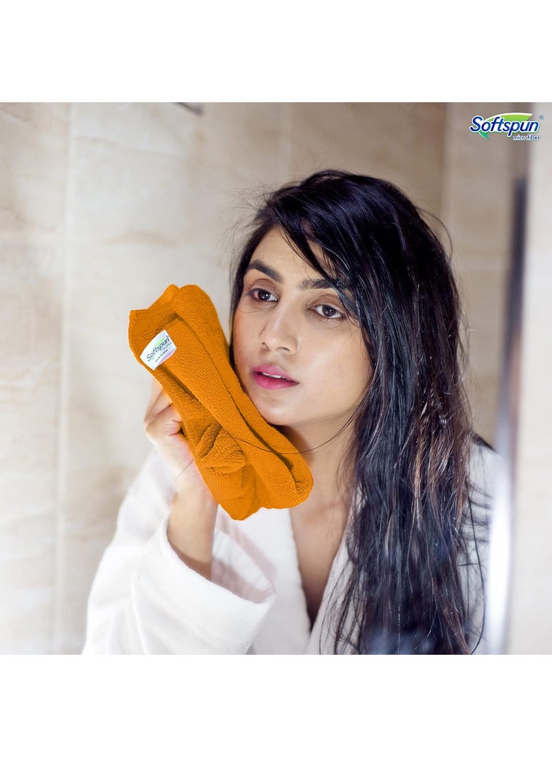 SOFTSPUN SOFTSPUN Microfiber Hair Face Care Towel Set of 1 Piece 40x60 Cms 340 GSM Orange Super Soft Comfortable Quick Drying Ultra Absorbent in Large size  - Image 3
