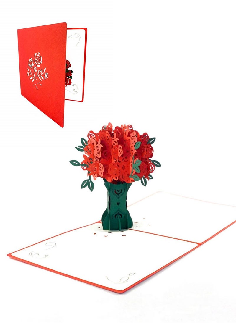 Romantic Greeting Card  with Popup Rose Bouquet