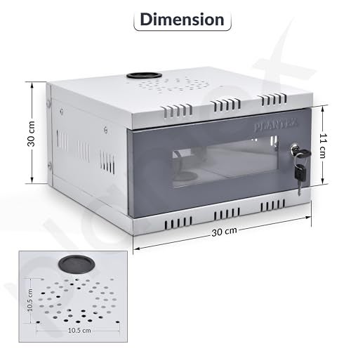 Plantex CCTV/DVR Cabinet Box/Network Rack/NVR - Server Rack/CCTV Camera Box with Lock/dvr Box for CCTV - (30D x 30W x 15H) - 1U - Transparent Glass Door Cabinet - (Metal) - Image 4