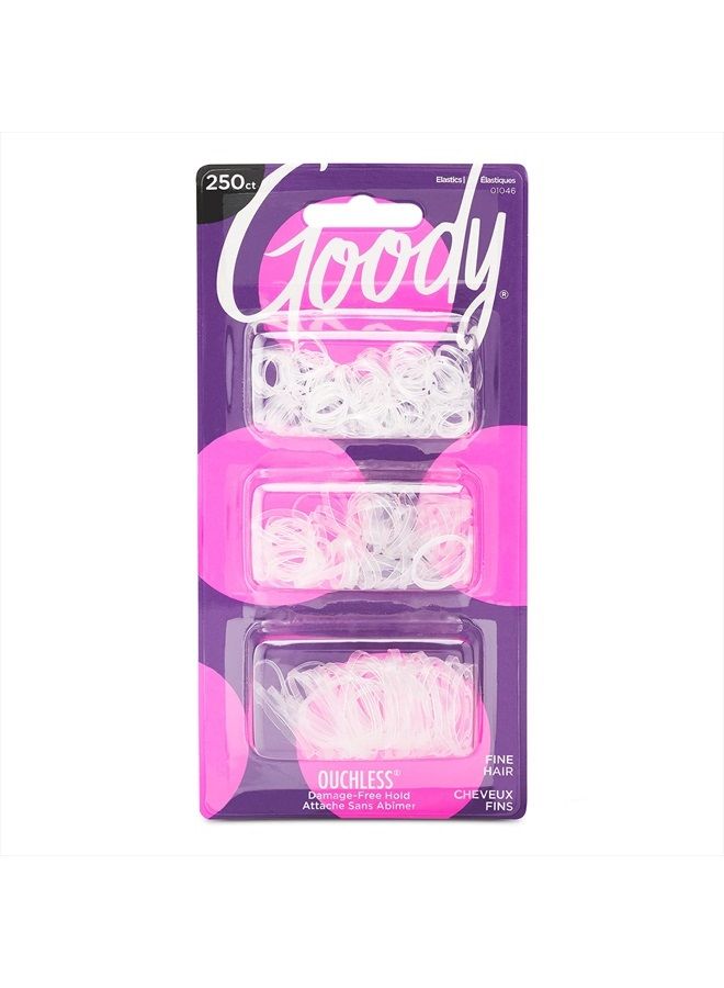 Goody رباط شعر مرن للنساء بدون ألم - 250 قطعة، شفاف - للشعر الناعم - ملحقات شعر لتصفيف سهل والحفاظ على شعرك مؤمن - مثالي لتسريحات شعر ممتعة وفريدة - بدون ألم - Image 1