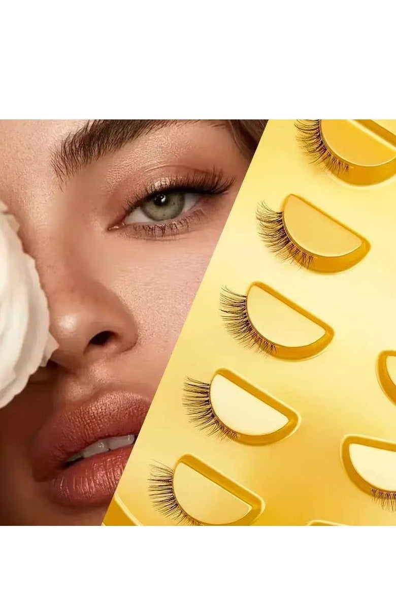 JOSQUEWNN 5 Pairs Half-Eye False Eyelashes Set,10mm Cat-Eye Style Natural Look Lengthening Outer Corners, One-Piece False Lashes With Clear Band., Long-Lasting Smudge-Proof, Suitable For Daily And Party Occasions. - Image 1